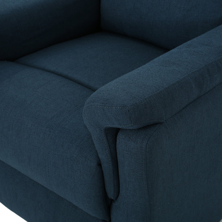 Navy Blue Polyester Swivel Recliner Accent Chair