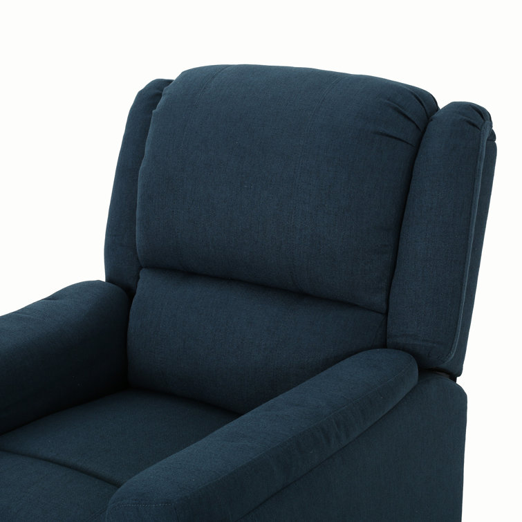 Navy Blue Polyester Swivel Recliner Accent Chair