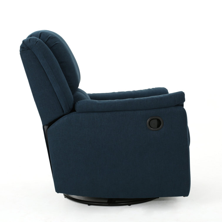 Navy Blue Polyester Swivel Recliner Accent Chair