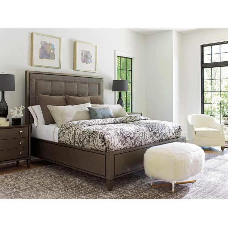 Transitional Gray-Brown 3-Drawer Nightstand with Brushed Glaze