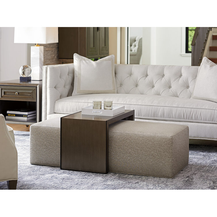 Savona Platinum Finish Cocktail Ottoman with Polyester Blend Upholstery