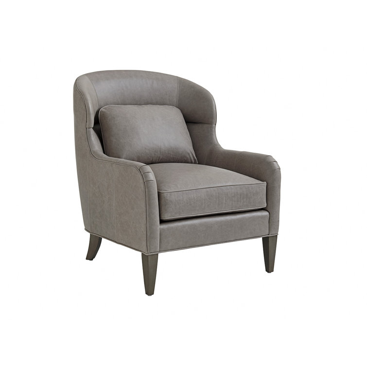 Grayson Mahogany Leather Barrel Chair with Down Cushions