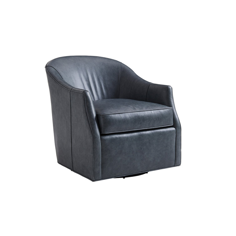Ariana Escala Anthracite Gray Faux Leather Swivel Barrel Chair