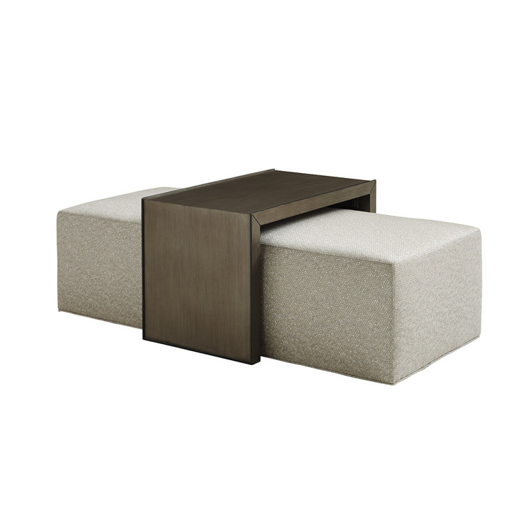 Savona Platinum Finish Cocktail Ottoman with Polyester Blend Upholstery