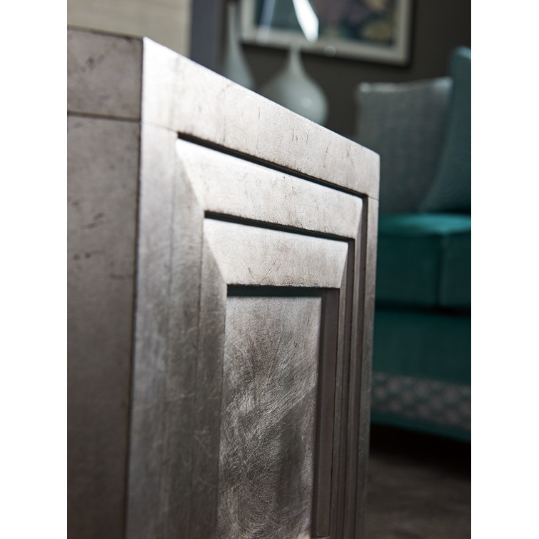 Beige and Silver Contemporary Octagonal Cocktail Table with Storage
