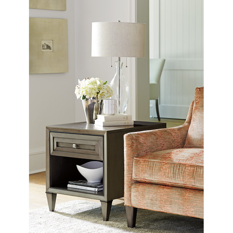 Modern Verona Brown Wood and Metal End Table with Storage