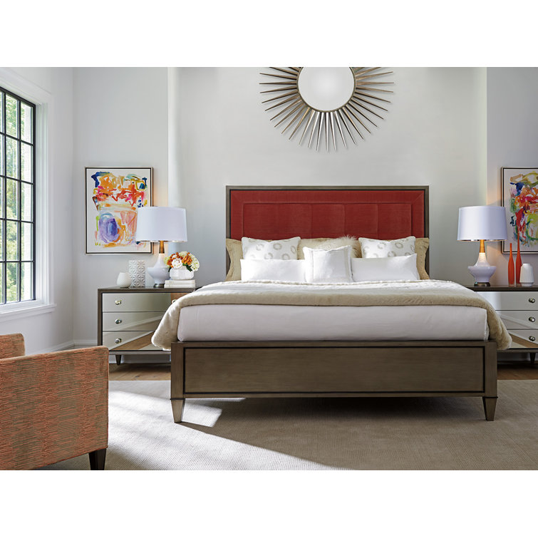 Transitional Brown and Silver Mirrored 3-Drawer Nightstand