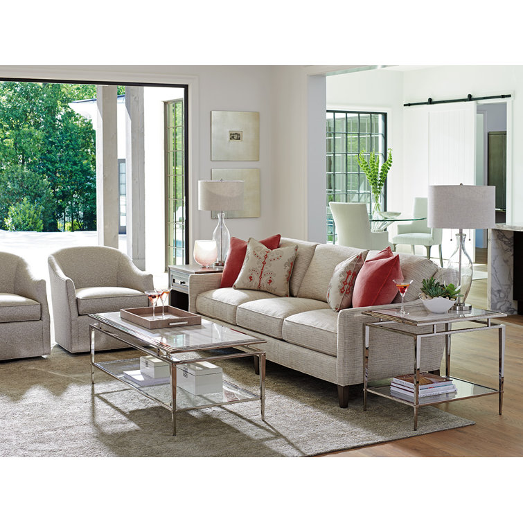 Ariana Contemporary Silver Marble & Stainless Steel End Table