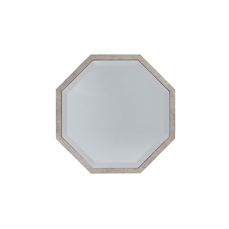 Contemporary Beige Silver Octagonal Wood Metal Storage Table