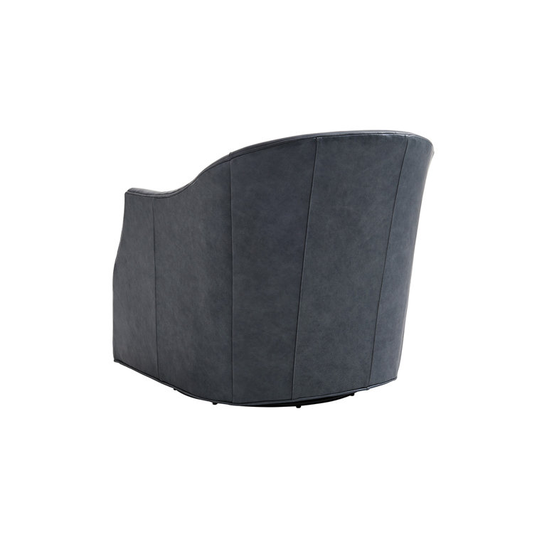 Ariana Escala Anthracite Gray Faux Leather Swivel Barrel Chair