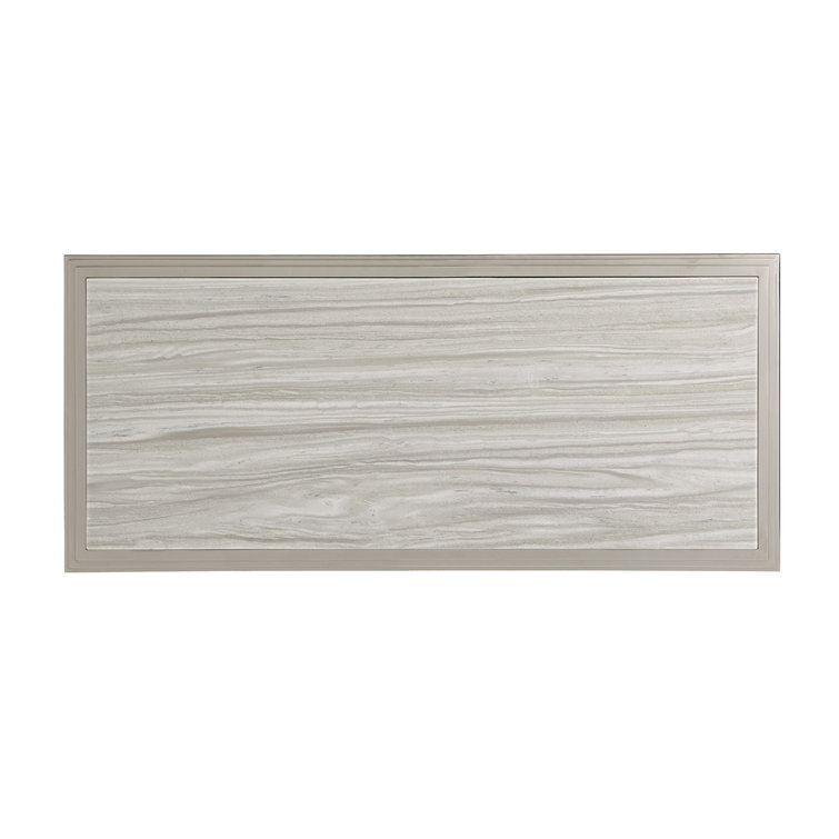 Rectangular Silver Marble Cocktail Table with Storage