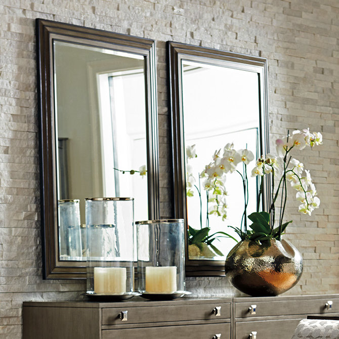 Platinum Gray 48" Wood Rectangular Dresser Mirror