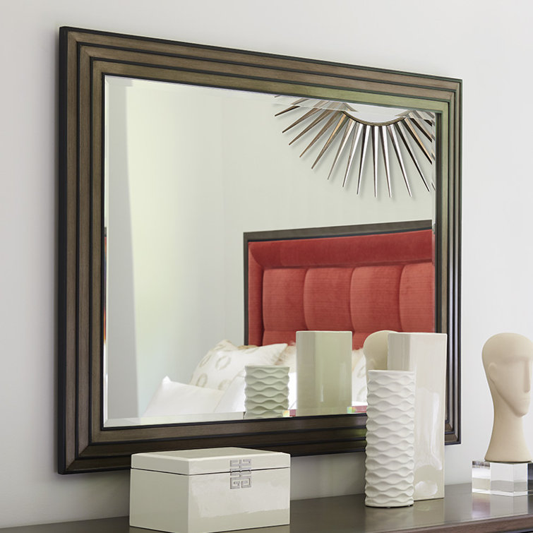 Platinum Gray 48" Wood Rectangular Dresser Mirror