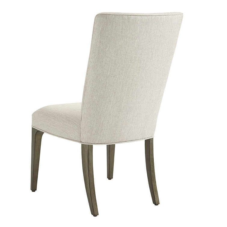 Ariana Bellamy Linen Weave Upholstered Side Chair with Silver Leaf Wood