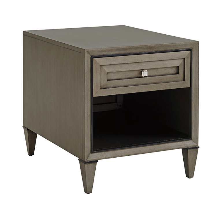 Modern Verona Brown Wood and Metal End Table with Storage