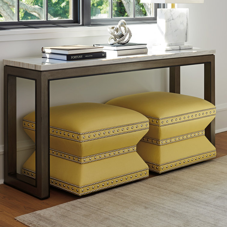 Ariana Vernay 60" Brown and White Marble Top Console Table with Storage