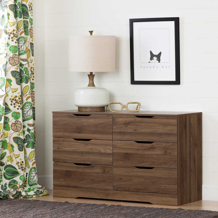 Holland 6-Drawer Double Dresser in Natural Walnut with Soft Close