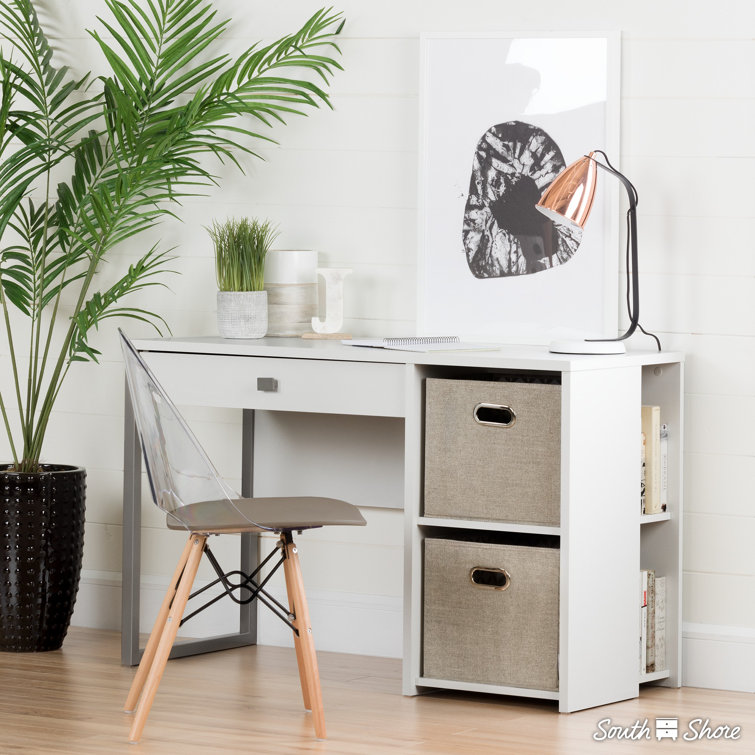 Soft Gray Clear Plastic and Wood Office Chair