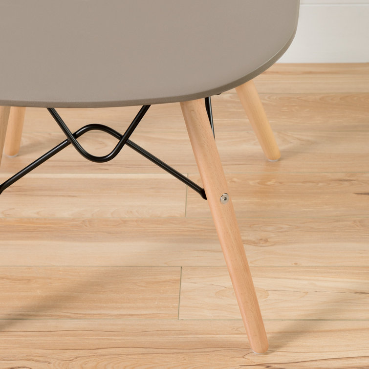 Soft Gray Clear Plastic and Wood Office Chair