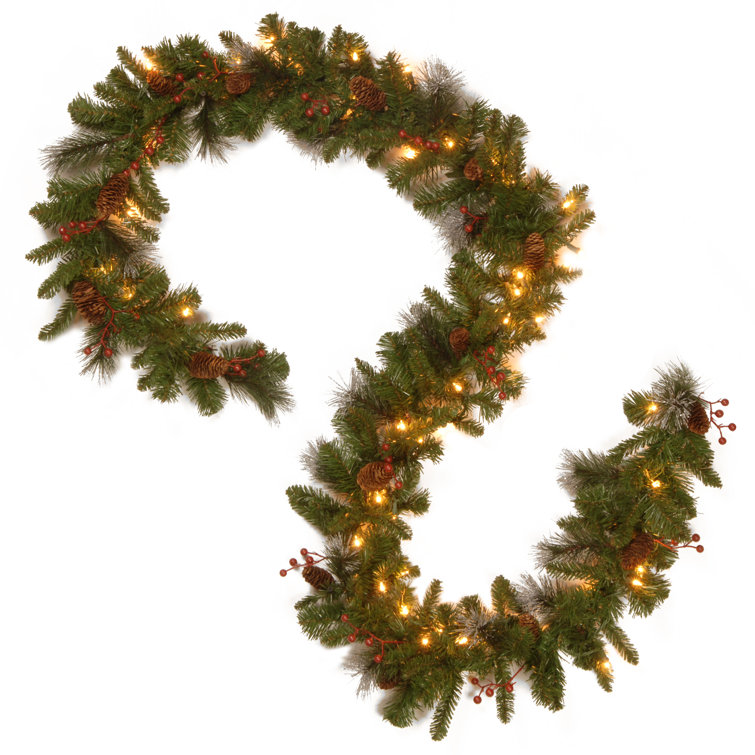 9ft Green Crestwood Spruce Garland with LED Lights