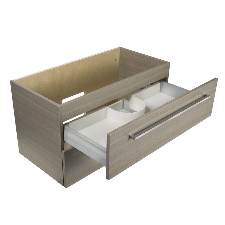 Aria 36" Gray Wall-Mount Single Sink Vanity with Marble Top