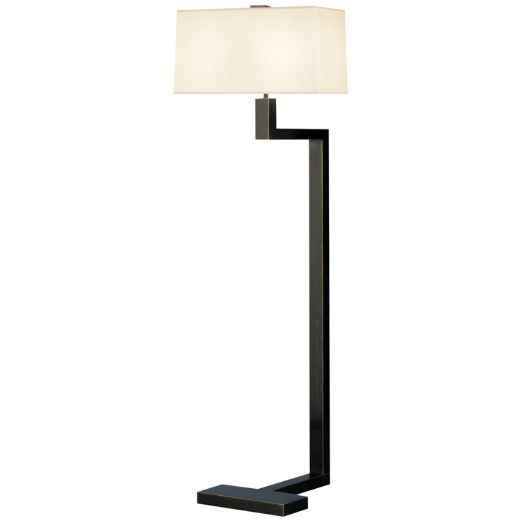 Deep Patina Bronze Adjustable Floor Lamp with Rectangular Shade