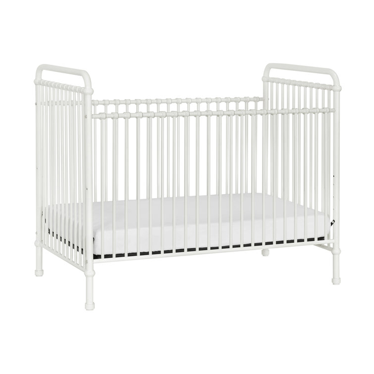 White Iron Toddler Convertible Crib with Vintage Design
