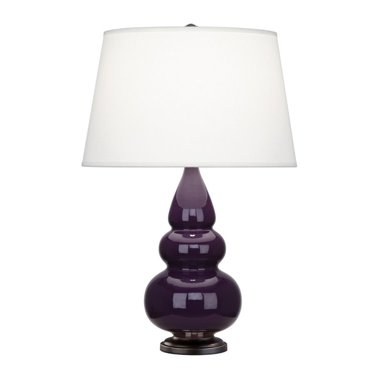Peacock Ceramic Triple Gourd Table Lamp with Lucite Base
