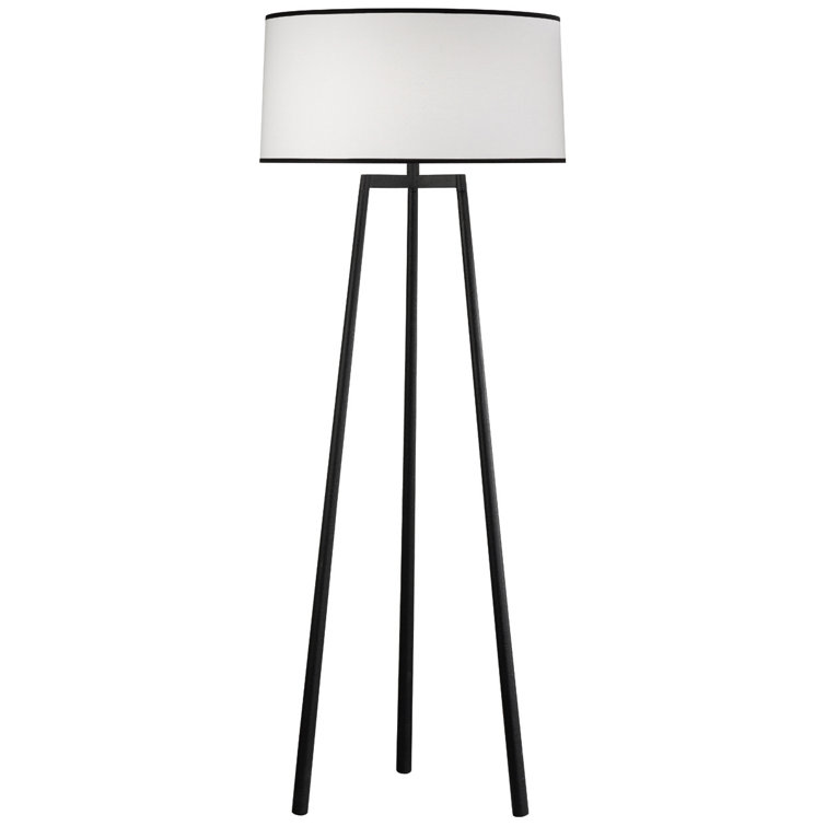 Shinto Elegant Wrought Iron Tripod Floor Lamp with White Fabric Shade