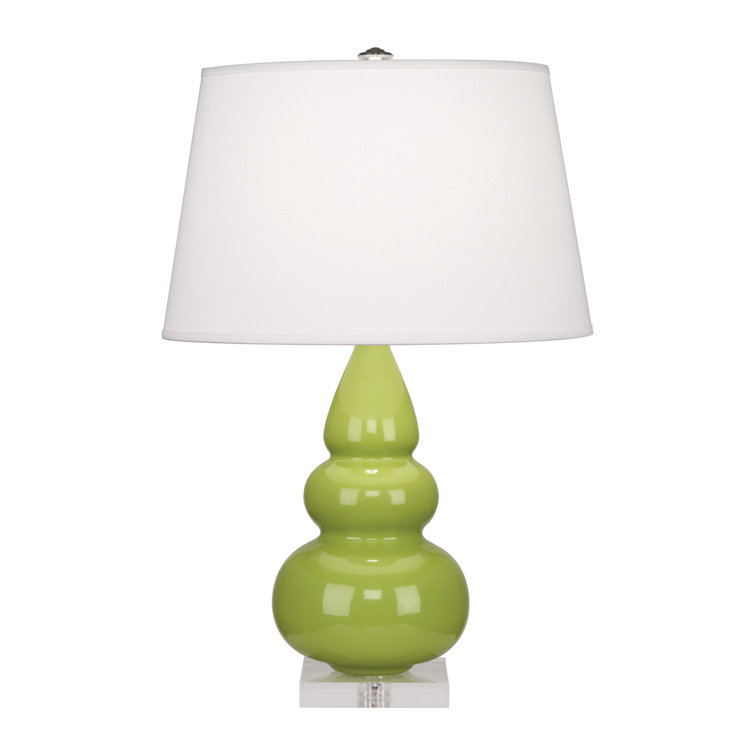Peacock Ceramic Triple Gourd Table Lamp with Lucite Base