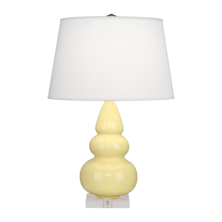 Peacock Ceramic Triple Gourd Table Lamp with Lucite Base