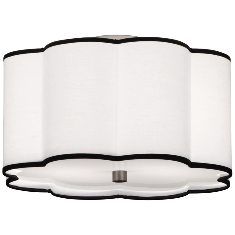 Axis Scalloped Edge 16" Nickel Flush Mount with Fabric Shade