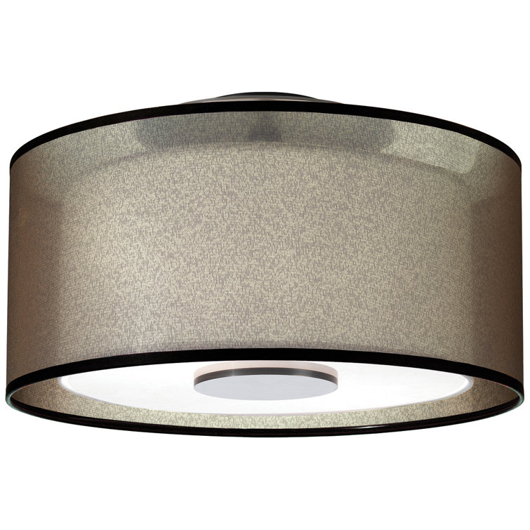Saturnia Deep Patina Bronze Drum Flush Mount with Dimmable Lighting