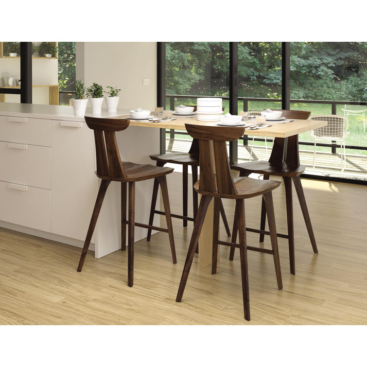 Estelle Elegant Natural Walnut Solid Wood Counter Stool