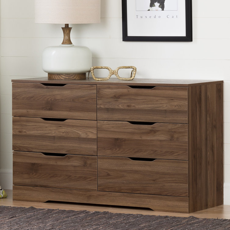 Holland 6-Drawer Double Dresser in Natural Walnut with Soft Close
