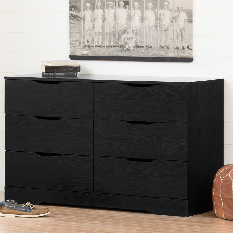 Holland 51" Black Oak Double Dresser with 6 Drawers