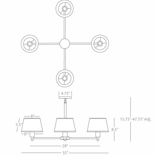 Stardust White Drum Chandelier with Snowflake Fabric Shades