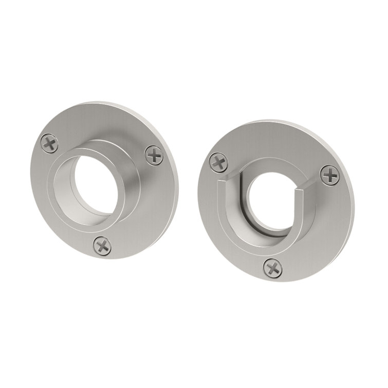 Satin Nickel Solid Brass Shower Rod Wall Flange Pair