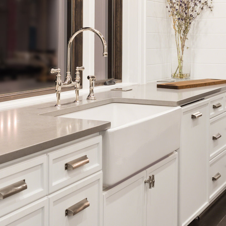 Logan 30'' White Fireclay Farmhouse Drop-in Kitchen Sink