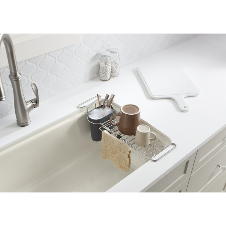 Charcoal Expandable Kitchen Sink Utility Rack with Soaking Cup