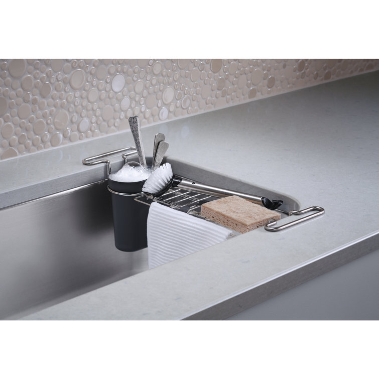 Charcoal Expandable Kitchen Sink Utility Rack with Soaking Cup