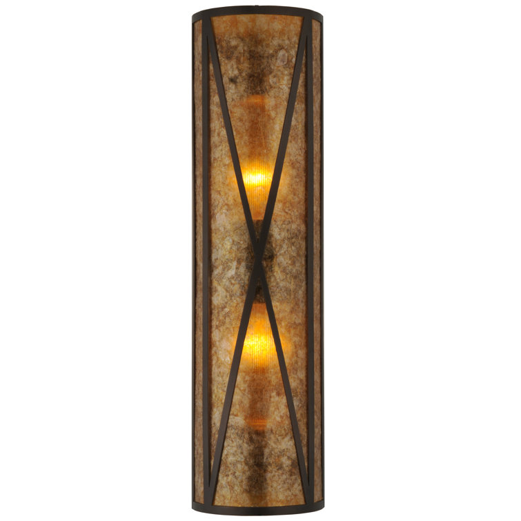 Saltire Amber Mica 2-Light Mission Wall Sconce in Mahogany Bronze