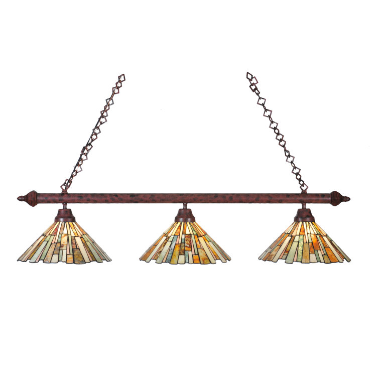 Rustic Jadestone 3-Light Island Pendant with Earth Tones