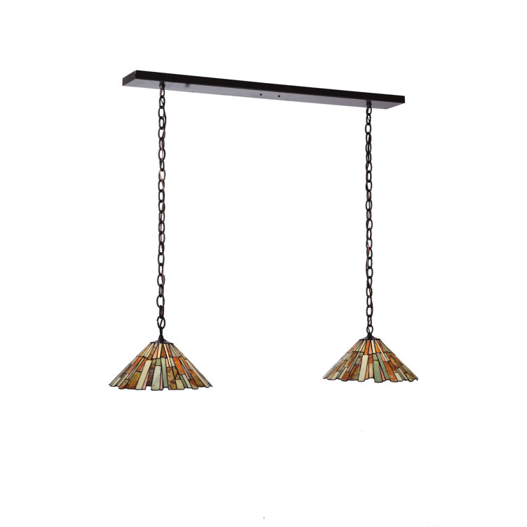 Timeless Bronze and Glass 2-Light Island Pendant