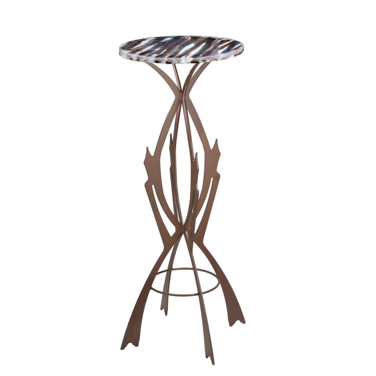 Elegant 43'' Round Metal & Glass Marina End Table