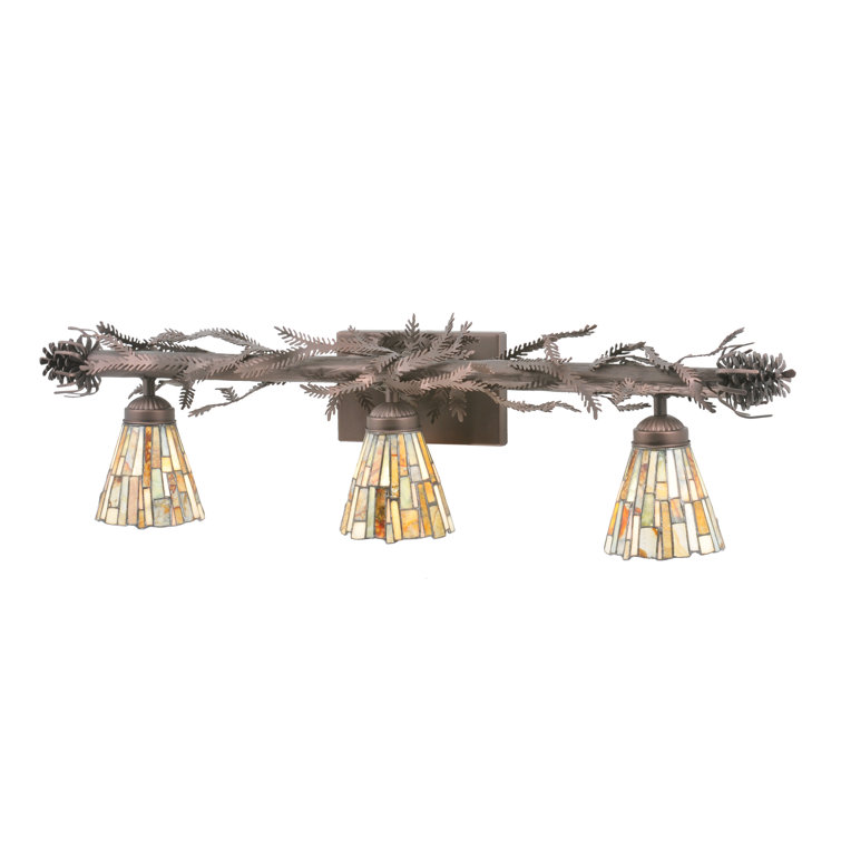 Rustic Jadestone 3-Light Vanity Fixture in Mahogany Bronze