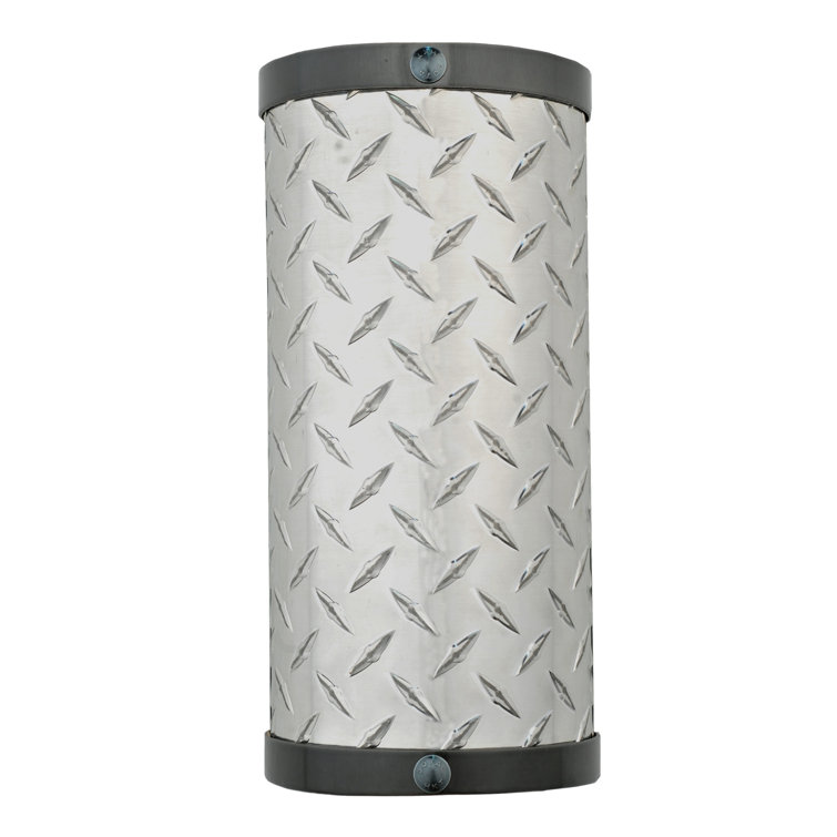 Black and Chrome Diamond Plate 2-Light Wall Sconce