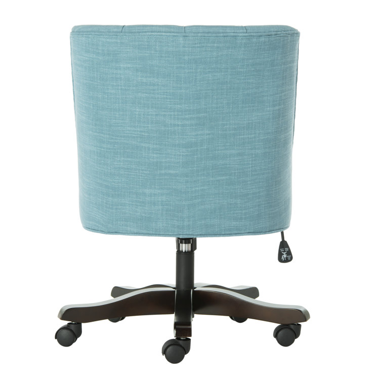 Espresso Black Linen and Wood Transitional Swivel Task Chair