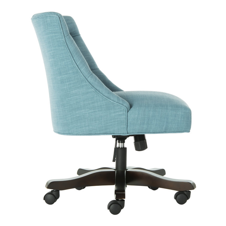 Espresso Black Linen and Wood Transitional Swivel Task Chair