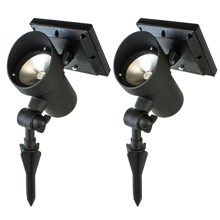 Black Solar LED Pathway Spotlights with Dusk to Dawn Sensor, 2-Pack